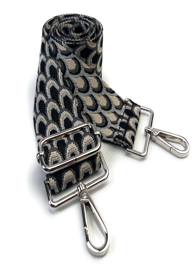 VersaKits Purse Straps Replacement Crossbody Gray Peacock Print 2 Inch Extra Wide with Silver Buckles Adjustable Shoulder Guitar Strap for Crossbody Bag Purse Handbag - Image 1